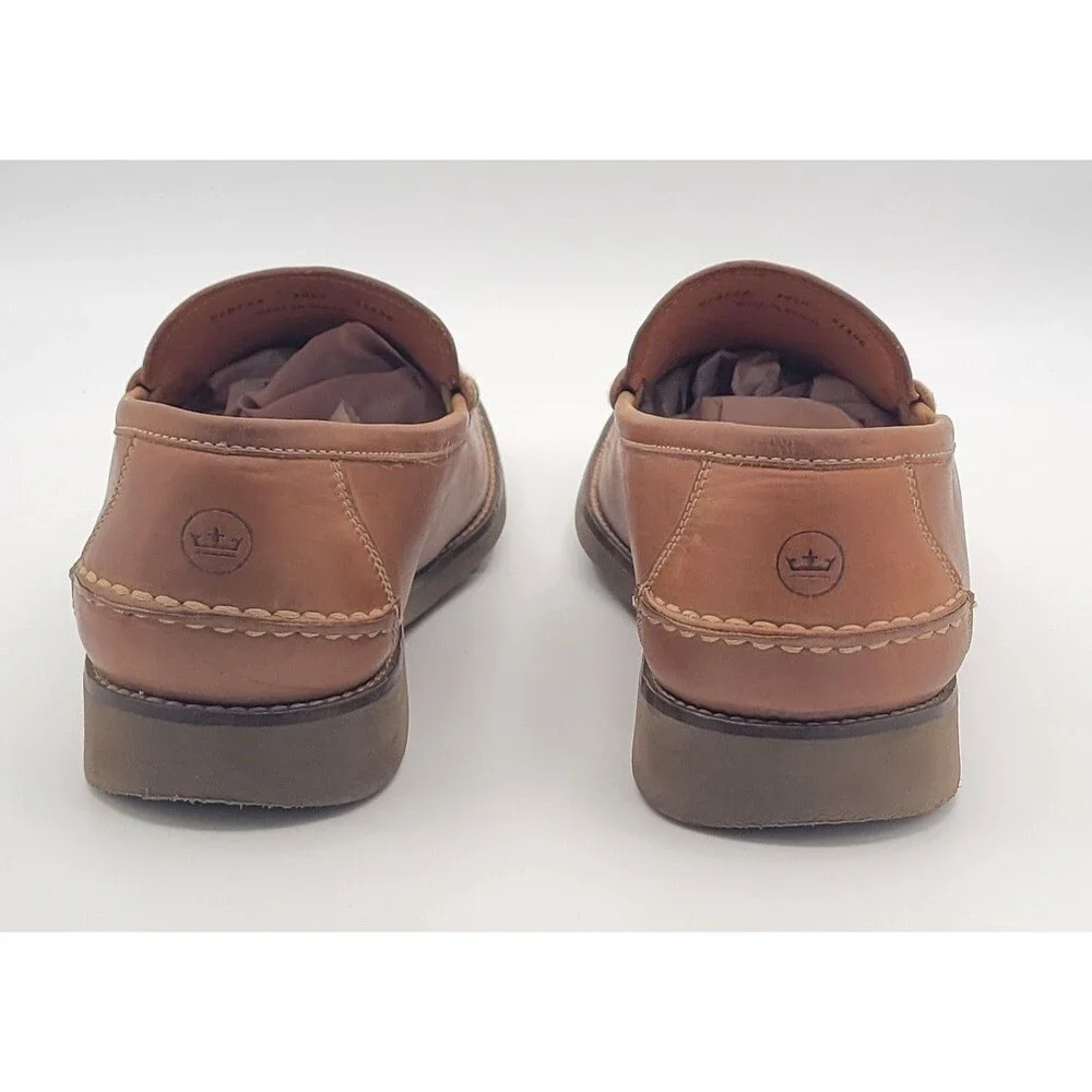 Peter Millar Brown Handsewn Leather Slip-On Penny Loafers Mens Size 10.5 M